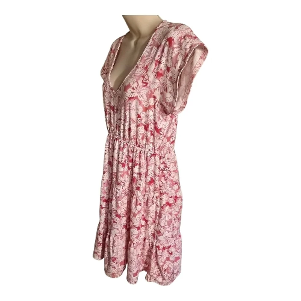 NOBO No Boundaries Pink Floral Tiered Mini Dress L (11-13) V-Neck Casual - Picture 2 of 15